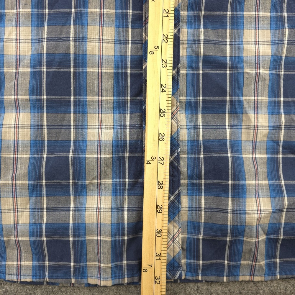 Wrangler Pearl Snap Shirt 3XLB Blue Plaid Long Sleeve Pockets Lightweight Cowboy - Picture 5 of 7